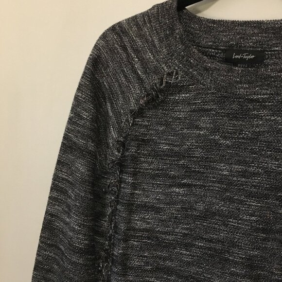 Lord & Taylor Salt and Pepper Cotton Blend Fringed Sweater - Large - Picture 5 of 16